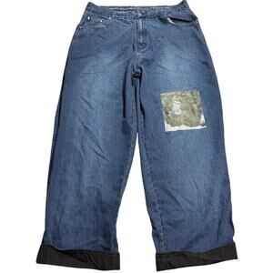 VTG Y2K Russo Jean Wide Leg Scarface Baggy Cuffed Mens 42 x32 (41x30) Denim Blue
